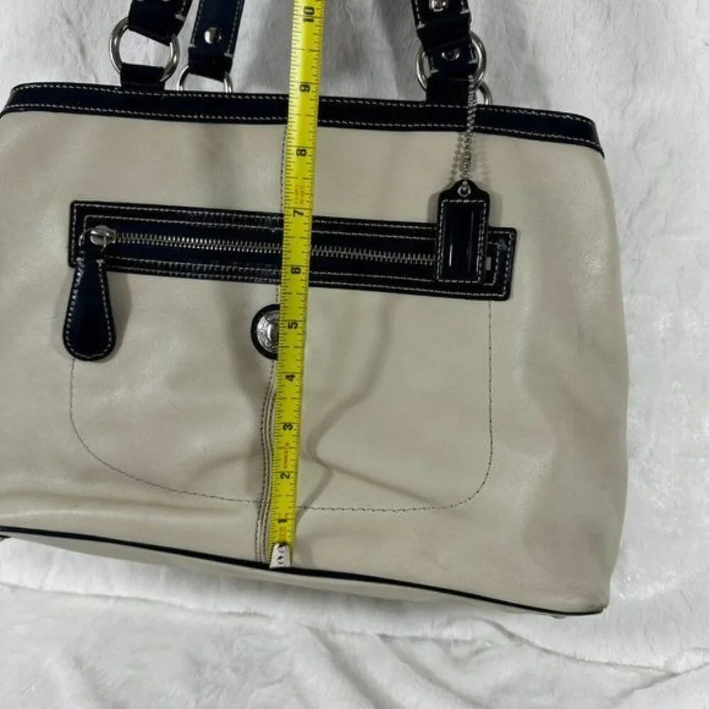 Vintage Coach Laura Leather Spectator Carryall Hand Bag Tote Off White Bone - Picture 14 of 16